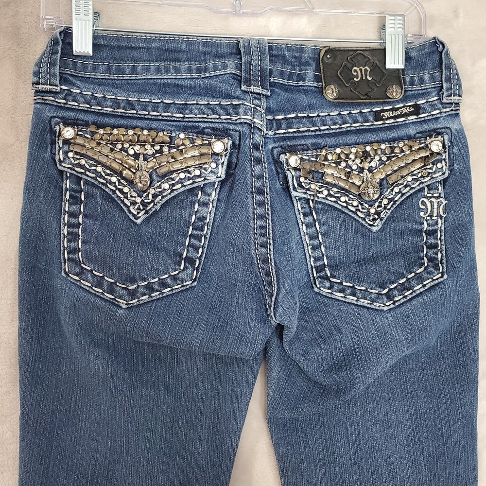 Miss‎ Me Jeans Womens 26 (29x31) Blue Straight Leg Denim Metal Studded Pockets